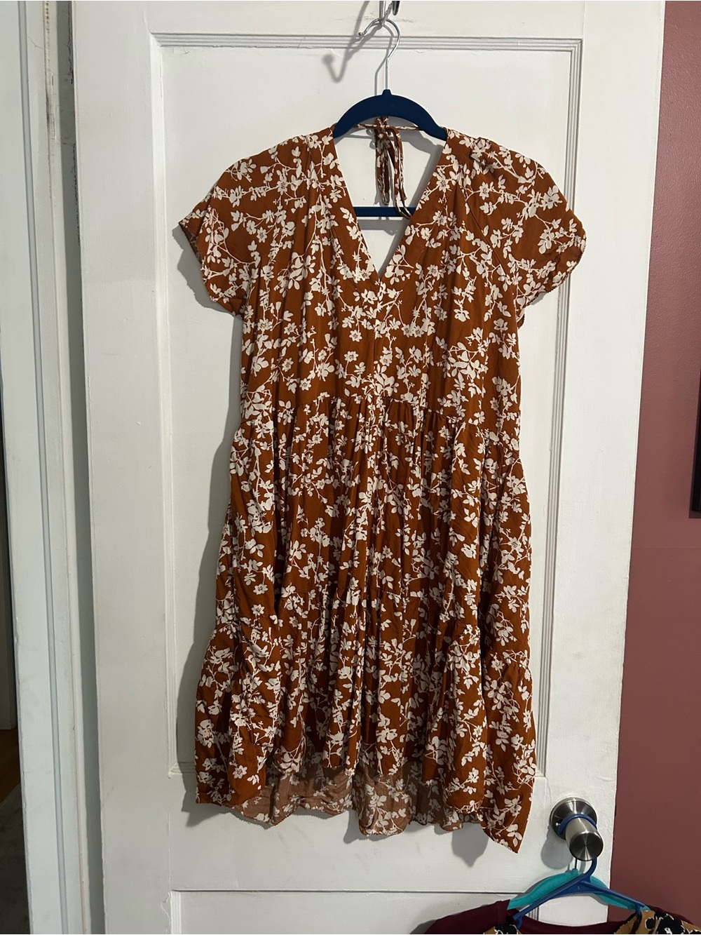 Old Navy Rust Brown Floral Tiered Dress
